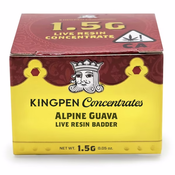 Kingpen live resin badder, Alpine Guava live resin, Kingpen concentrates 1.5g, tropical cannabis concentrate, live resin extract, dab concentrates, fruity live resin, Cannabis Exotic Dispensary concentrates