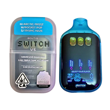 Boutiq SWiTCH V5 Disposable delivers dual-chamber cannabis vaping, smooth terpene-rich vapor, customizable sessions, and fast, discreet worldwide shipping.