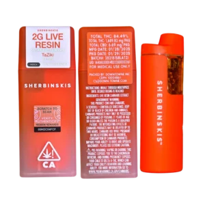SHERBINSKI Taziki, SHERBINSKI Taziki Vape, SHERBINSKI Taziki Disposable, Taziki Live Resin, SHERBINSKI Live Resin Disposable, SHERBINSKI 2G Disposable, Taziki Cannabis Vape, Taziki Live Resin Vape, Puff Cannabis Dispensary