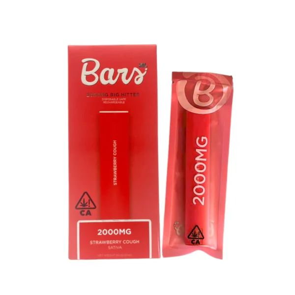 PRODUCTIMAGES_1000x1000px_525e9b26-cd6d-41d6-9772-ec1504c5ad79 BARS XL Strawberry Cough disposable, Strawberry Cough 2g disposable vape pen, fruity cannabis vape, uplifting disposable vape, sativa disposable vape, sweet strawberry vape pen, draw activated vape pen, long lasting disposable vape, premium cannabis vape, Cannabis Exotic Dispensary vape, CED disposable products, discreet cannabis shipping