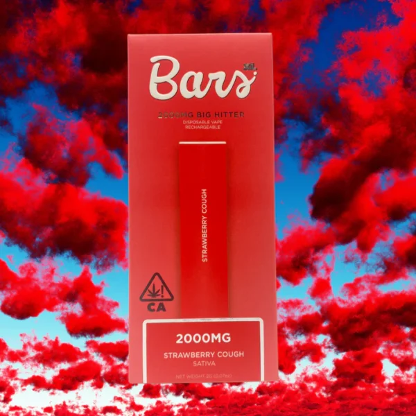 STRAWBERRY-COUGH BARS XL Strawberry Cough disposable, Strawberry Cough 2g disposable vape pen, fruity cannabis vape, uplifting disposable vape, sativa disposable vape, sweet strawberry vape pen, draw activated vape pen, long lasting disposable vape, premium cannabis vape, Cannabis Exotic Dispensary vape, CED disposable products, discreet cannabis shipping