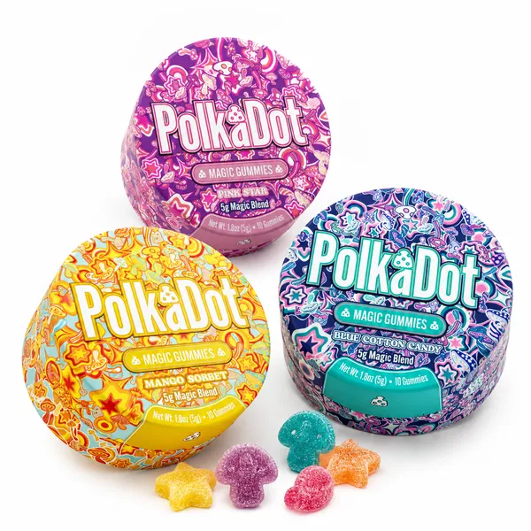 PolkaDot Magic Gummies, PolkaDot Gummies, Mushroom Gummies, Functional Mushroom Gummies, PolkaDot Mushrooms, Mushroom Edibles, Organic Polka Blend, Puff Cannabis Dispensary
